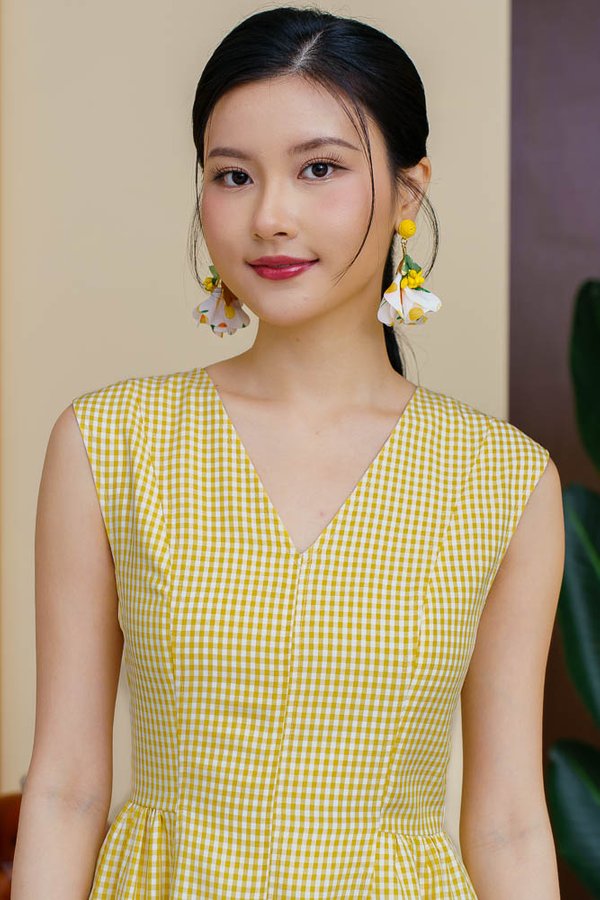 MILANA GINGHAM FLARE DRESS (SUNSHINE YELLOW)