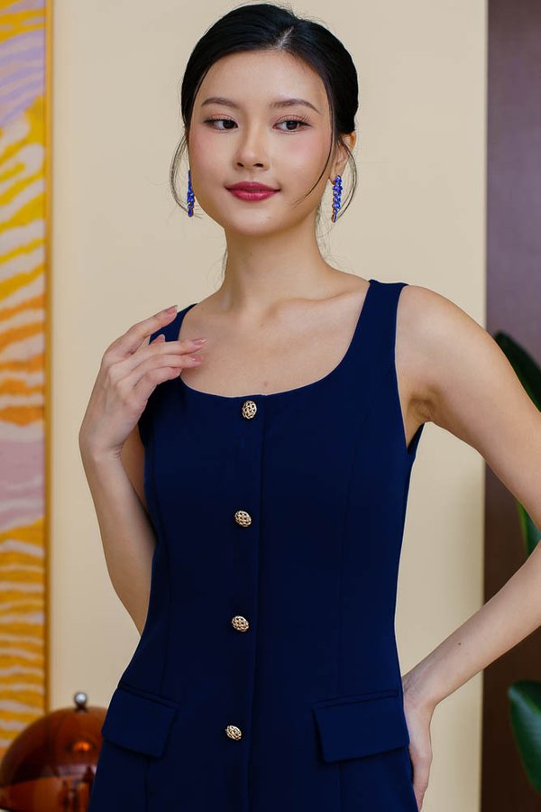 IMOGEN BUTTONS DOWN DRESS (NAVY)