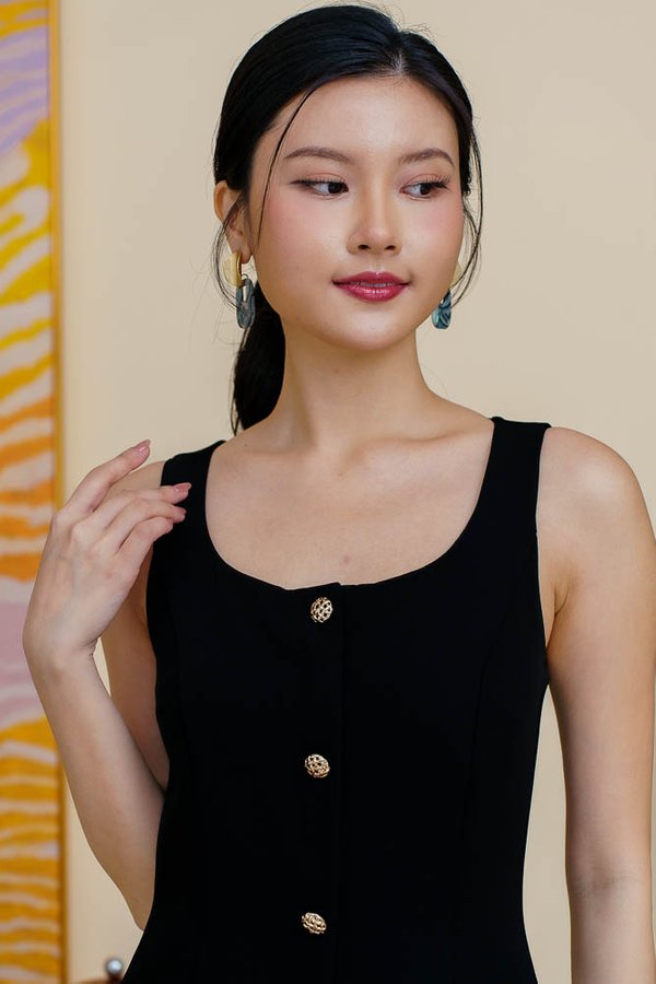 IMOGEN BUTTONS DOWN DRESS (BLACK)