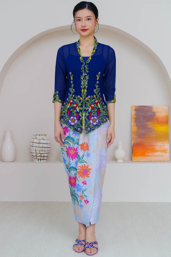 PARADIS AVIARY EMBROIDERY NYONYA KEBAYA (NAVY)