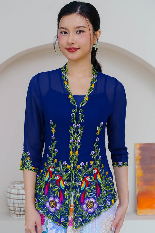 PARADIS AVIARY EMBROIDERY NYONYA KEBAYA (NAVY)