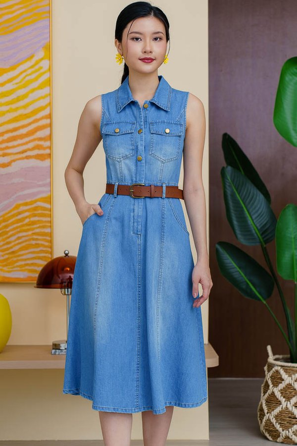 VESPERA DENIM SHIRT DRESS (LIGHT BLUE)