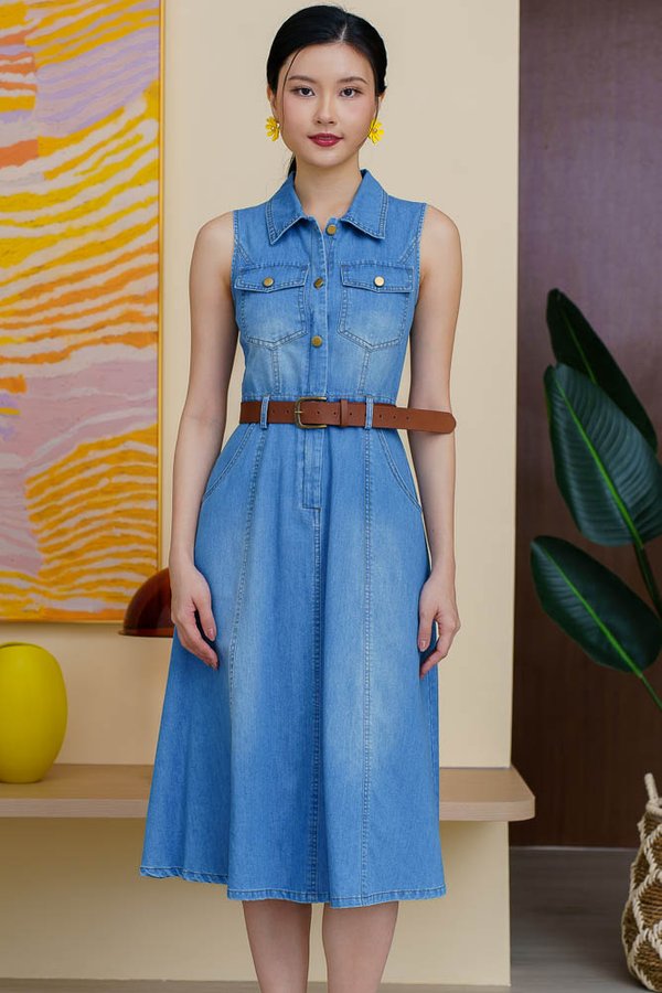 VESPERA DENIM SHIRT DRESS (LIGHT BLUE)