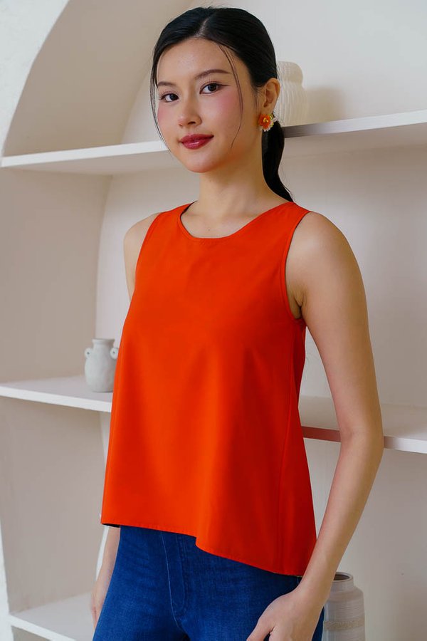 TILLIE BATIK REVERSIBLE TOP (NAVY TANGERINE)