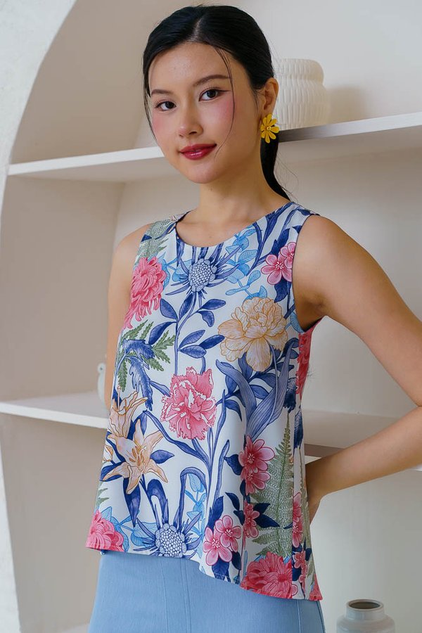 TILLIE BATIK REVERSIBLE TOP (WHITE COBALT)