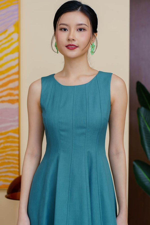 CONSTANZA PIPING FLARE DRESS (CERULEAN)