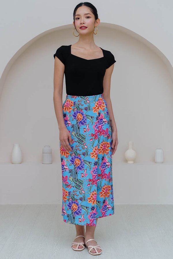 SASMI BATIK FRONT FLAP CULOTTES (AQUA BLOOM)