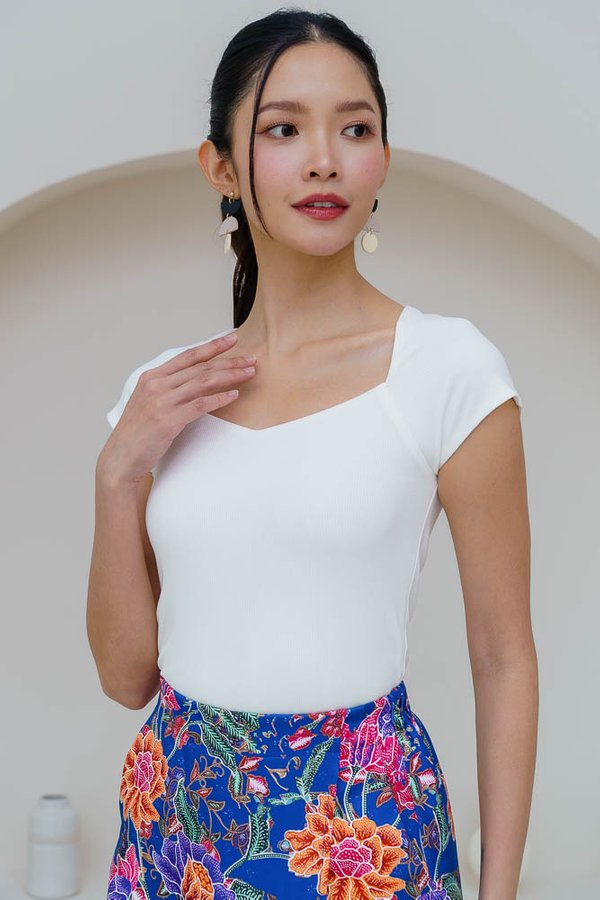 TETRIS DIAMOND NECKLINE TOP (WHITE)