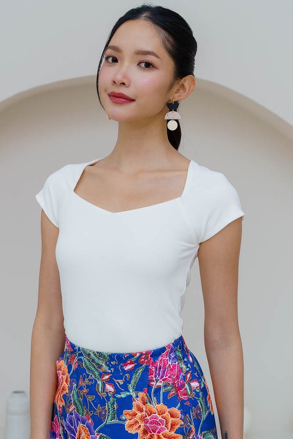 TETRIS DIAMOND NECKLINE TOP (WHITE)