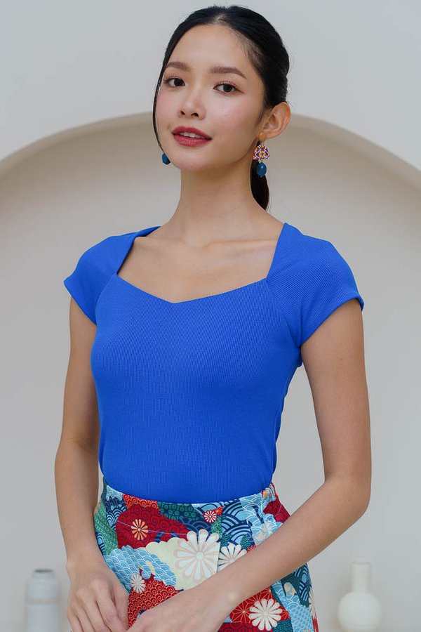 TETRIS DIAMOND NECKLINE TOP (COBALT BLUE)