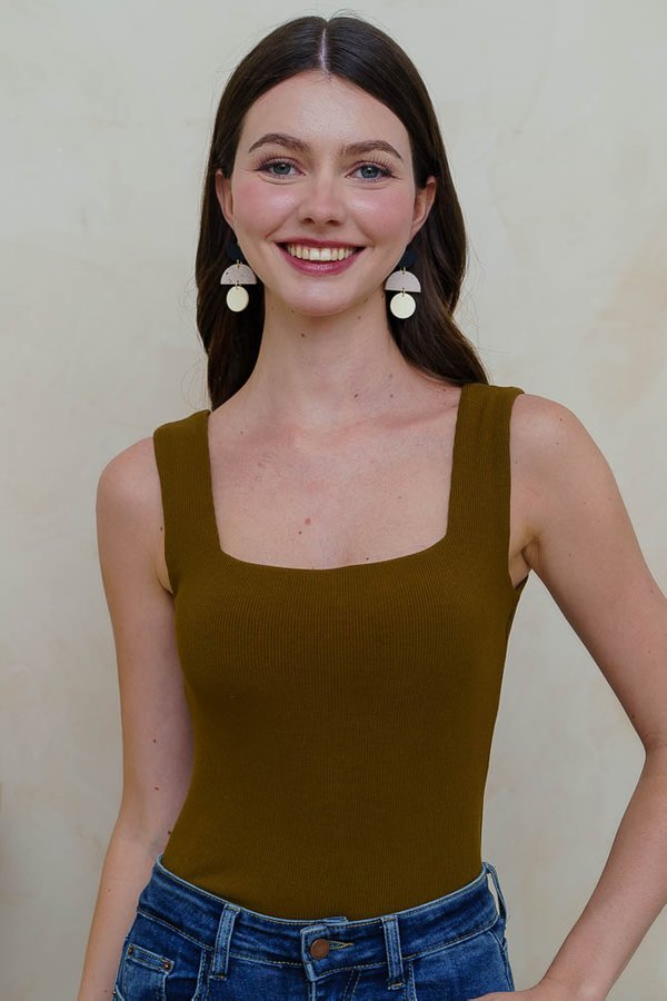 JAMIAN PADDED TOP (MOSS BROWN)