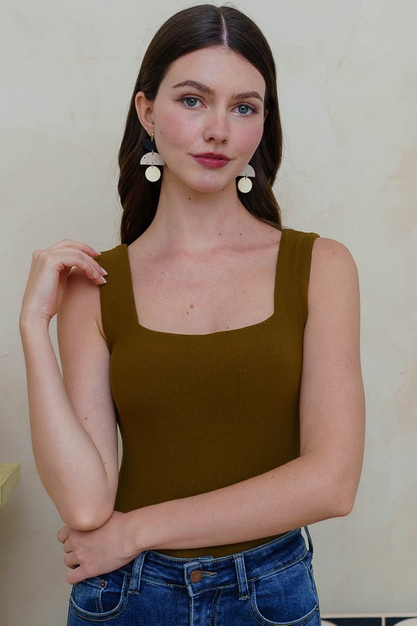 JAMIAN PADDED TOP (MOSS BROWN)
