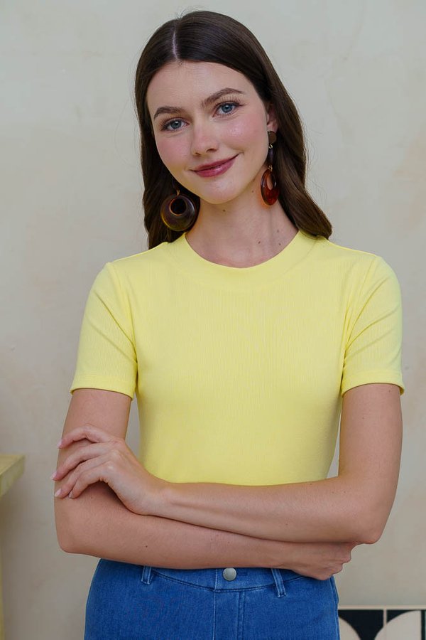 PEPPER RIBBED TOP (BUTTERMILK YELLOW)