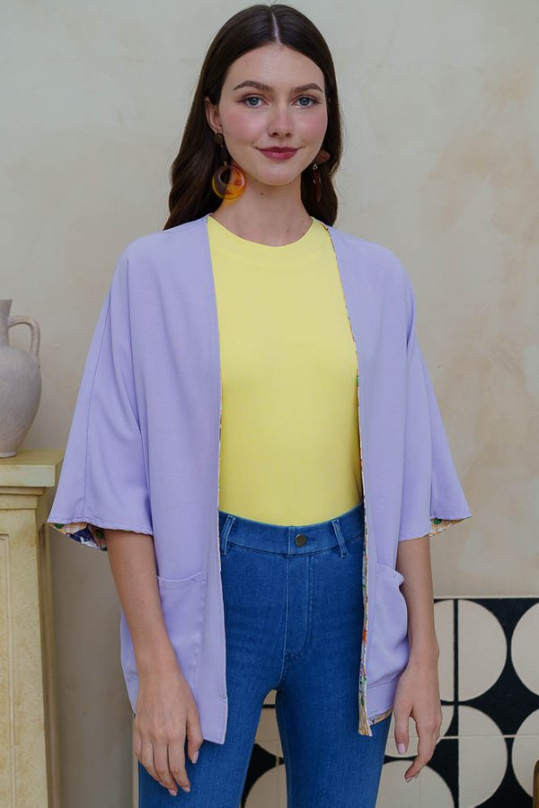 NEKO NEKO IN A BOX REVERSIBLE KIMONO JACKET (YELLOW LILAC)
