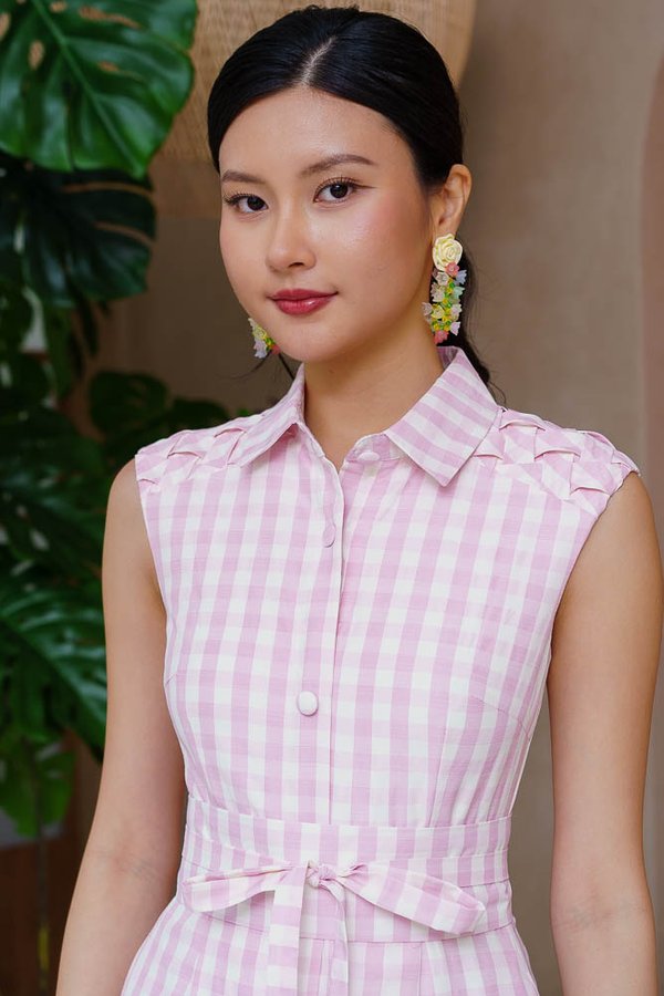 TALIA GINGHAM COTTON DRESS (PASTEL PINK)