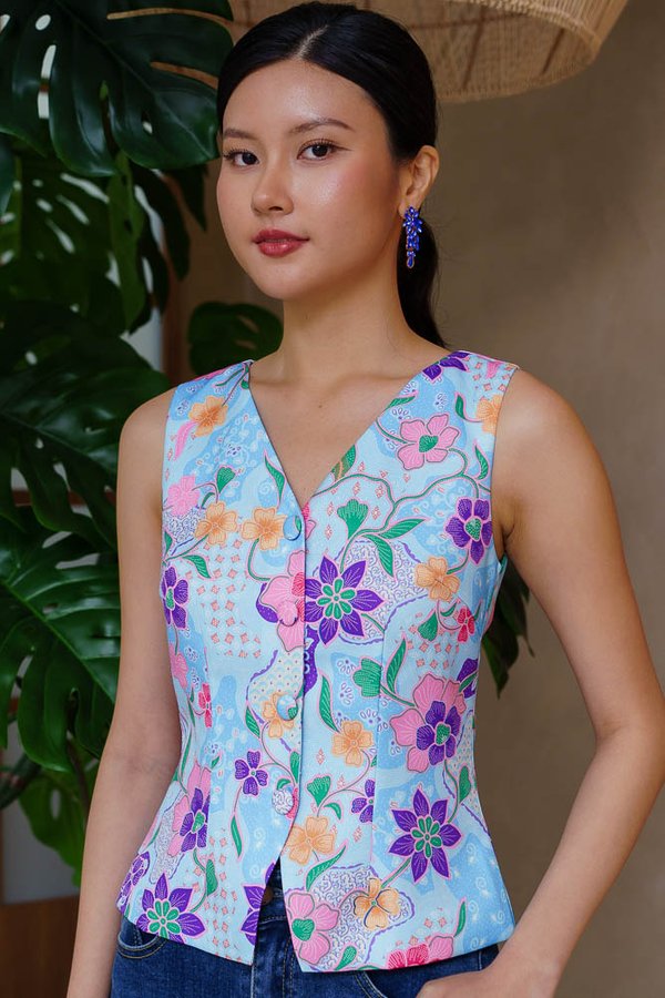 DAISHA BATIK VEST TOP (ARTIC BLUE)
