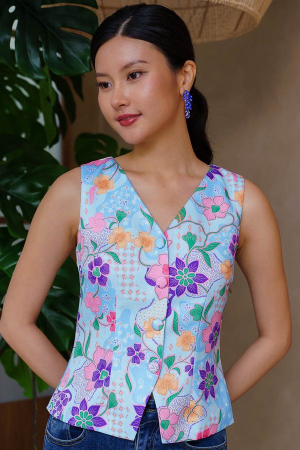 DAISHA BATIK VEST TOP (ARTIC BLUE)