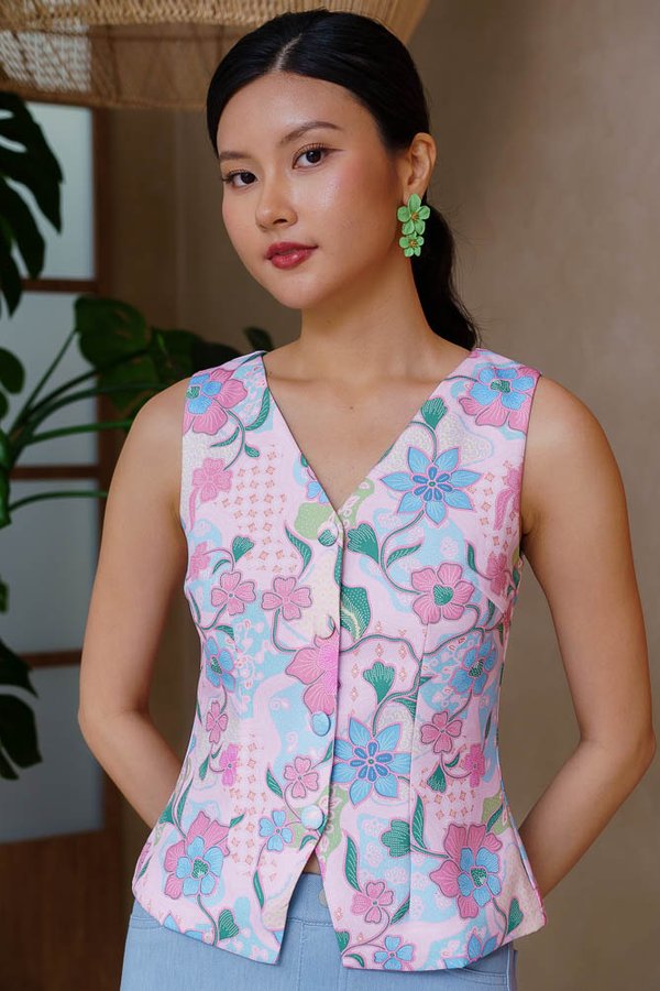 DAISHA BATIK VEST TOP (PRIMROSE PINK)