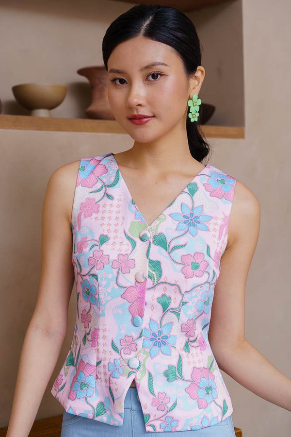 DAISHA BATIK VEST TOP (PRIMROSE PINK)