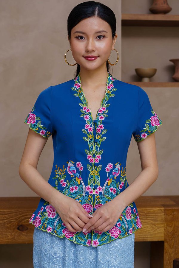 CELESTIAL SONGBIRD EMBROIDERY NYONYA KEBAYA (CLASSIC BLUE)