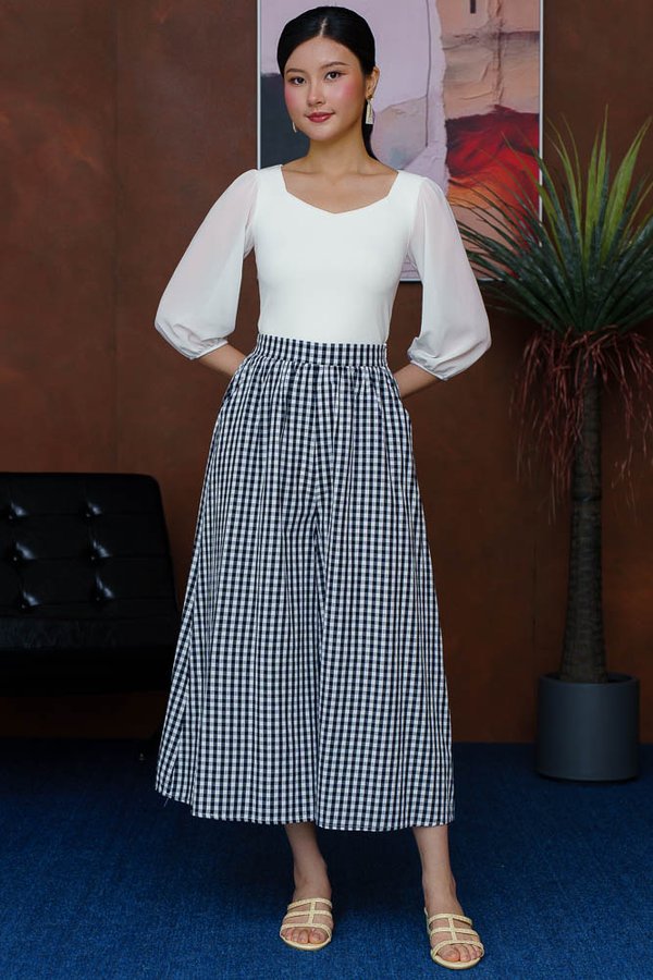 BAMBI GINGHAM WIDE LEGGED CULOTTES (MONOCHROME)