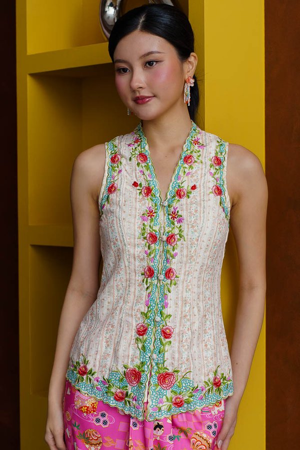 NINGNING COTTON EMBROIDERY NYONYA KEBAYA (LIGHT PINK)