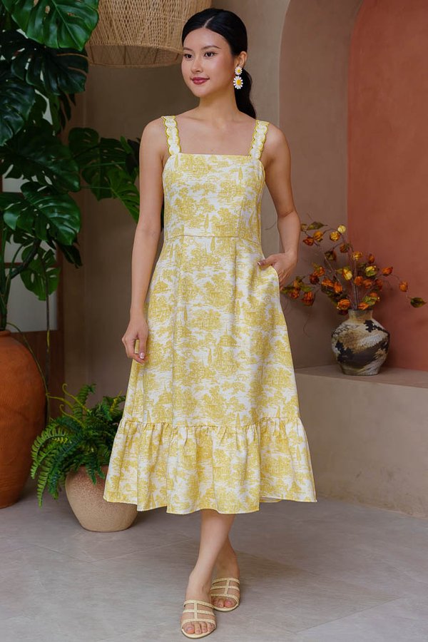 EUDORA TOILE DE JOUY FLOUNCE DRESS (SUNSHINE YELLOW)
