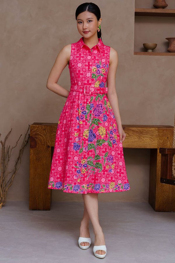 OPALINE BATIK SHIRT DRESS (VIVA FUCHSIA)