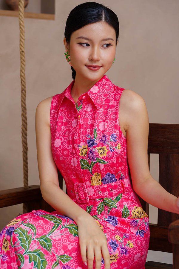 OPALINE BATIK SHIRT DRESS (VIVA FUCHSIA)