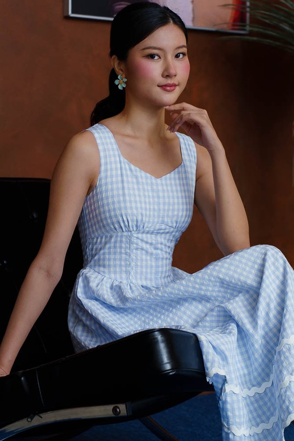 MIN-JI GINGHAM EMPIRE DRESS (BABY BLUE)