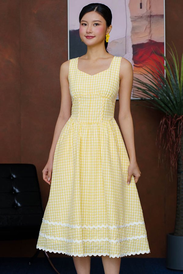 MIN-JI GINGHAM EMPIRE DRESS (SUNSHINE YELLOW)