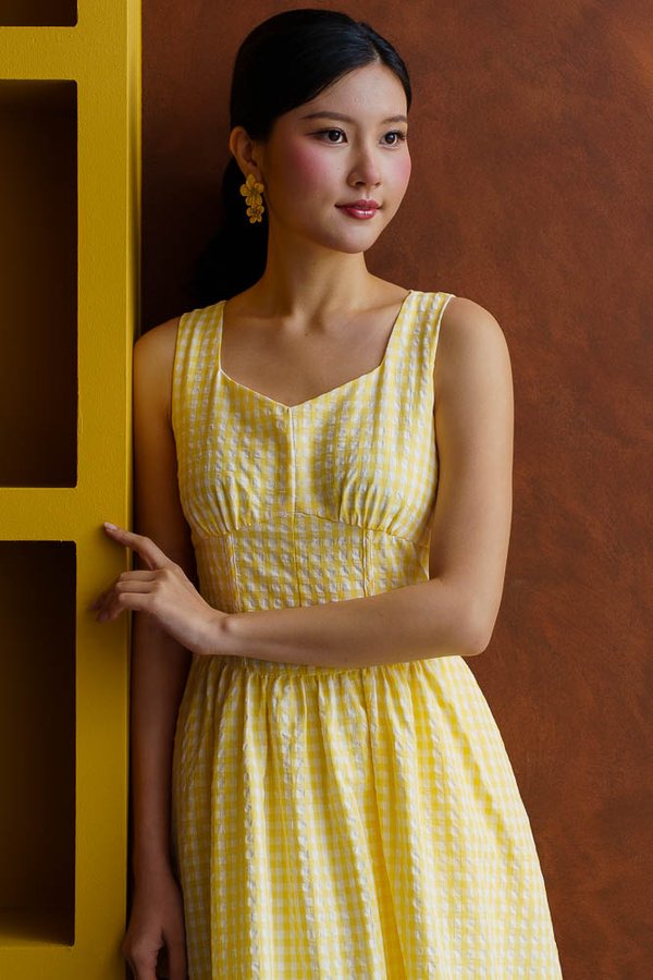 MIN-JI GINGHAM EMPIRE DRESS (SUNSHINE YELLOW)