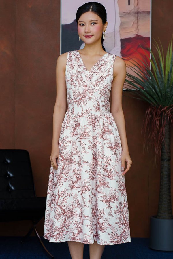 HAYDEE SURPLICE TOILE DU JOUY DRESS (ROSE TAUPE)