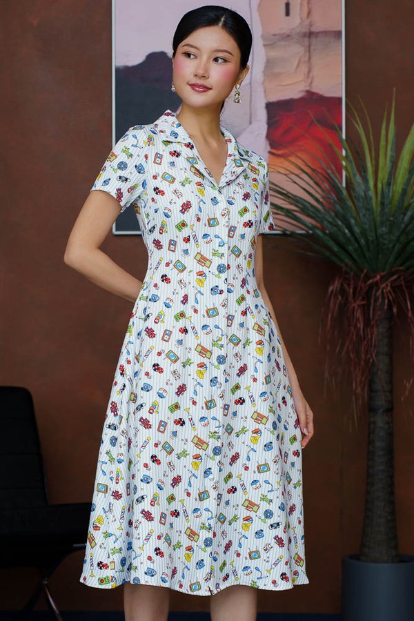 RETRO KEEPSAKE SHIRT DRESS (WHITE)