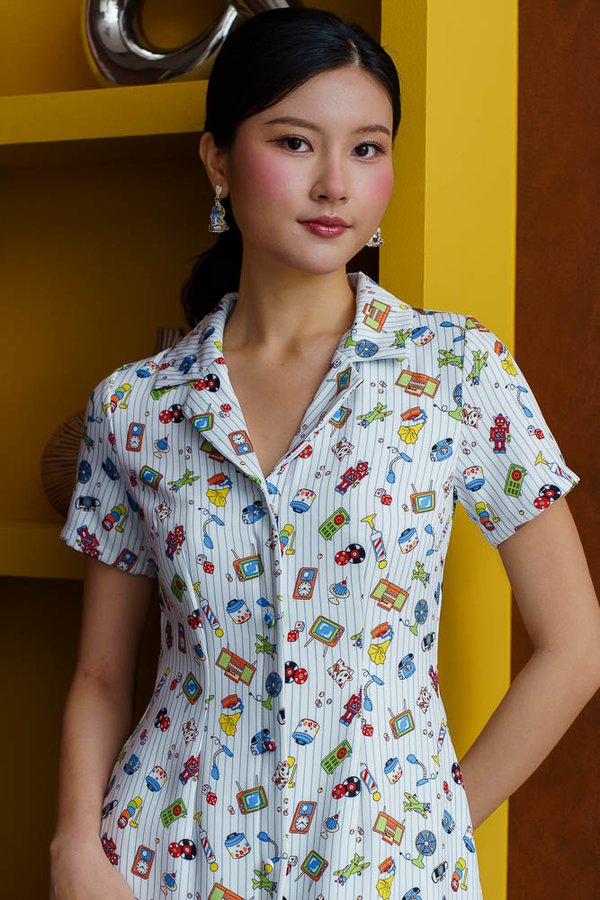 RETRO KEEPSAKE SHIRT DRESS (WHITE)