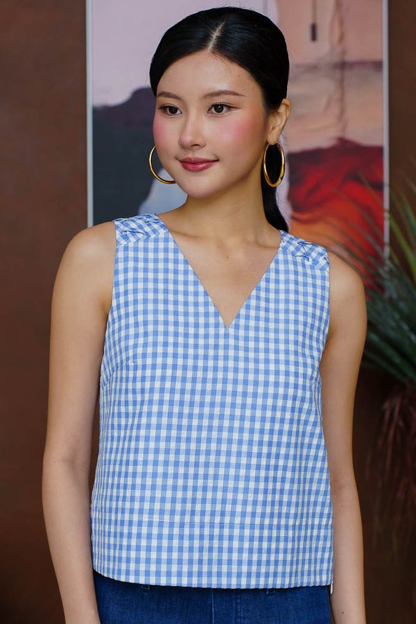 MAPLE GINGHAM TESSELLATE TOP (BLUE)