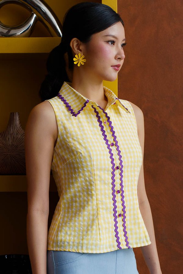 DESTINY GINGHAM RICK RACK SHIRT (SUNSHINE YELLOW)