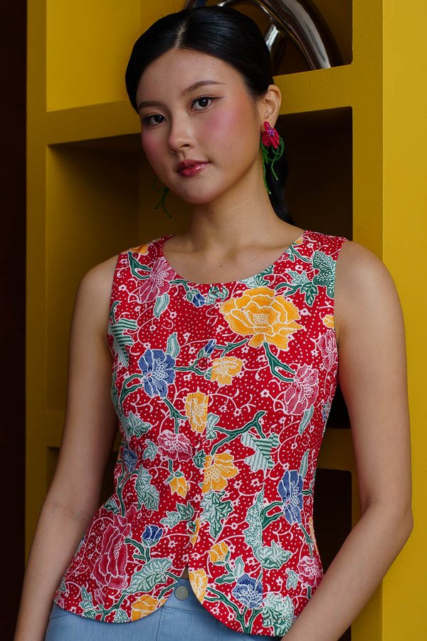 DAIKI BATIK VEST TOP (RED)
