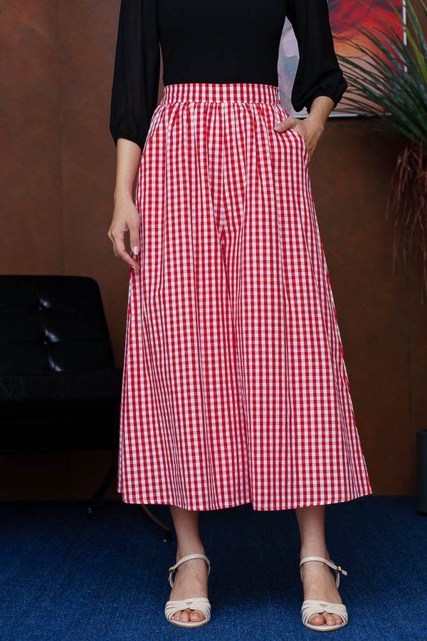 BAMBI GINGHAM WIDE LEGGED CULOTTES (RED)