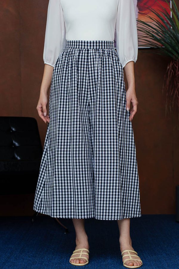 BAMBI GINGHAM WIDE LEGGED CULOTTES (MONOCHROME)