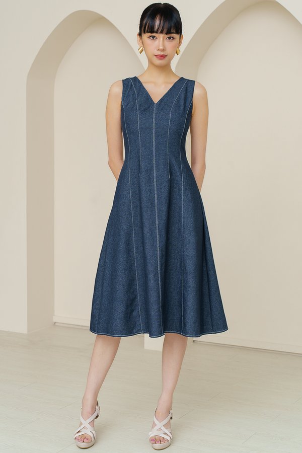 BLAIR YORK PANELLED DENIM DRESS (MIDNIGHT NAVY)