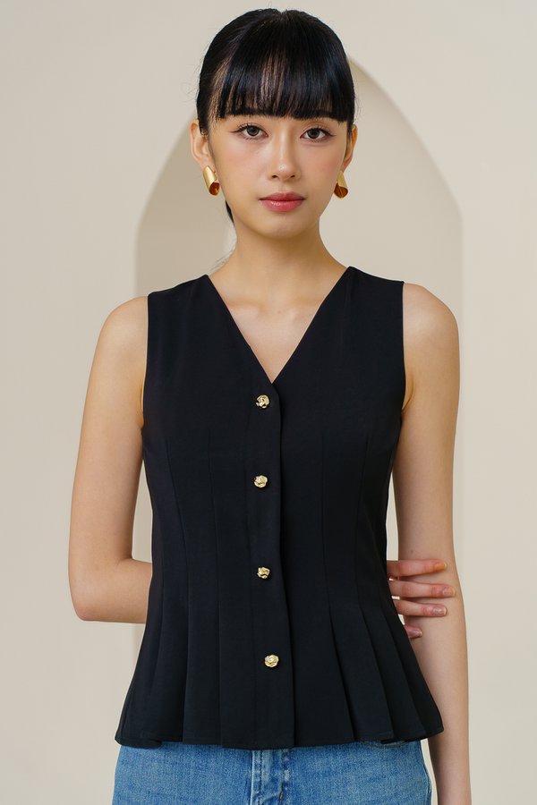 BROOKLYN PEPLUM VEST TOP (BLACK)