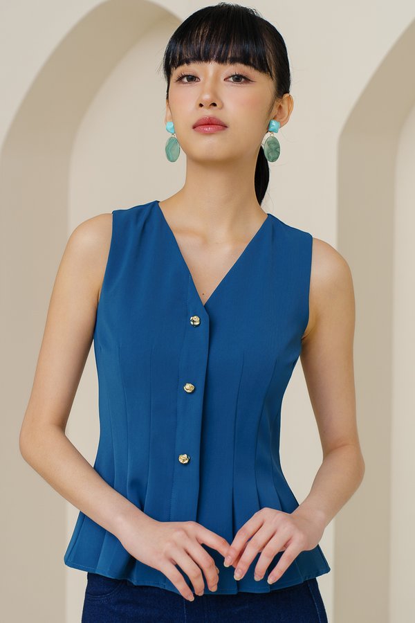 BROOKLYN PEPLUM VEST TOP (DARK TEAL)