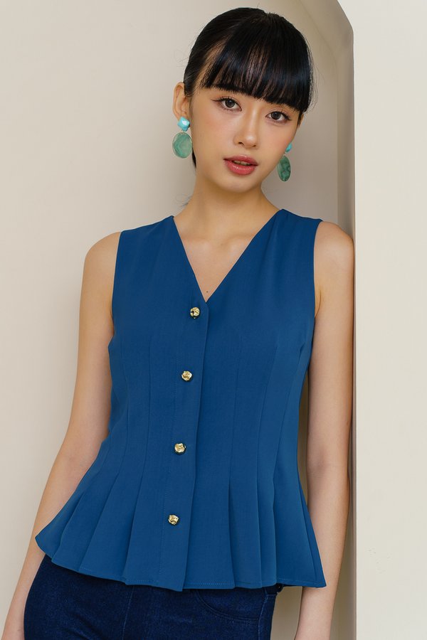BROOKLYN PEPLUM VEST TOP (DARK TEAL)
