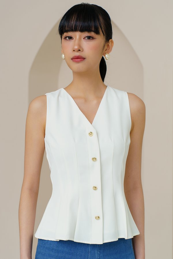 BROOKLYN PEPLUM VEST TOP (WHITE)