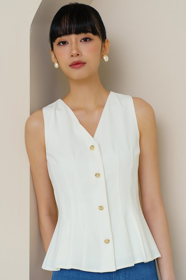 BROOKLYN PEPLUM VEST TOP (WHITE)