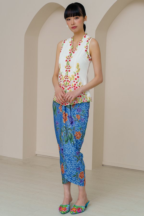 CAMELLIA BATIK NYONYA SKIRT (SAPPHIRE BLUE)