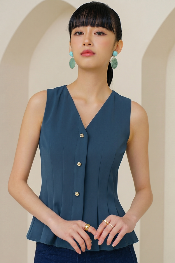 BROOKLYN PEPLUM VEST TOP (DARK TEAL)