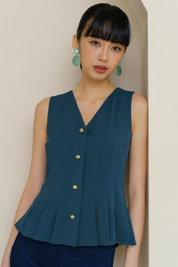 BROOKLYN PEPLUM VEST TOP (DARK TEAL)
