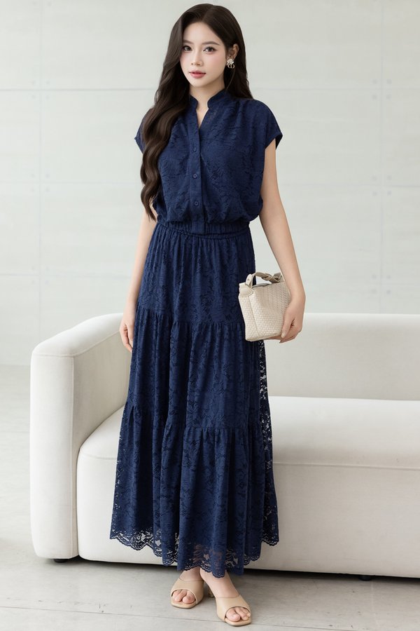 ASTORIA LACE MIDAXI SKIRT (NAVY)